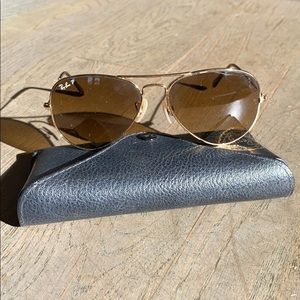 Polarized Ray Ban Aviators - Gold/Brown